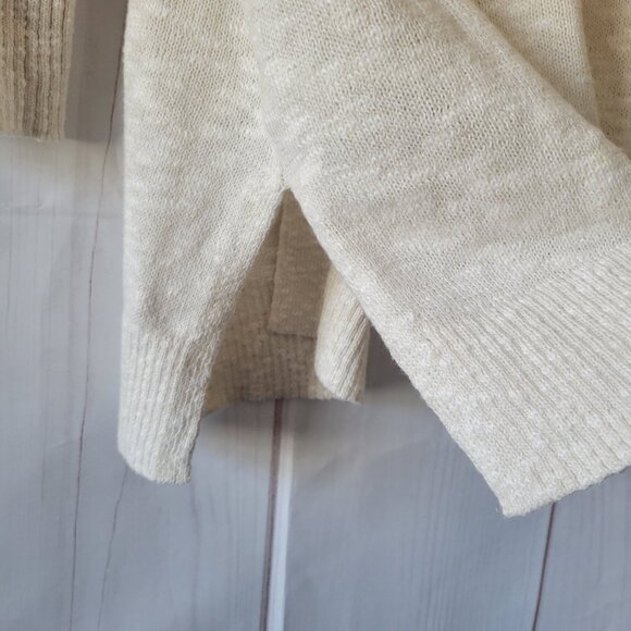 J Crew Textured Knit Open Front Long Cardigan Sweater, Cream Color, Pockets, EUC - Picture 5 of 10